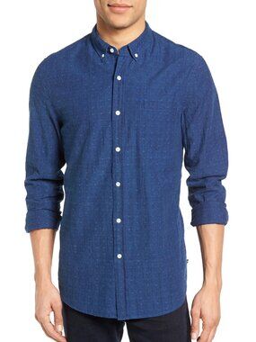 AG Grady Trim Fit Jacquard Sport Shirt, Indigo, M